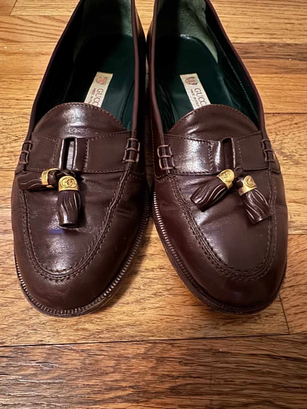 Vintage Authentic Gucci Dark Brown Tassel Loafers - Size 38.5 - Picture 2 of 8